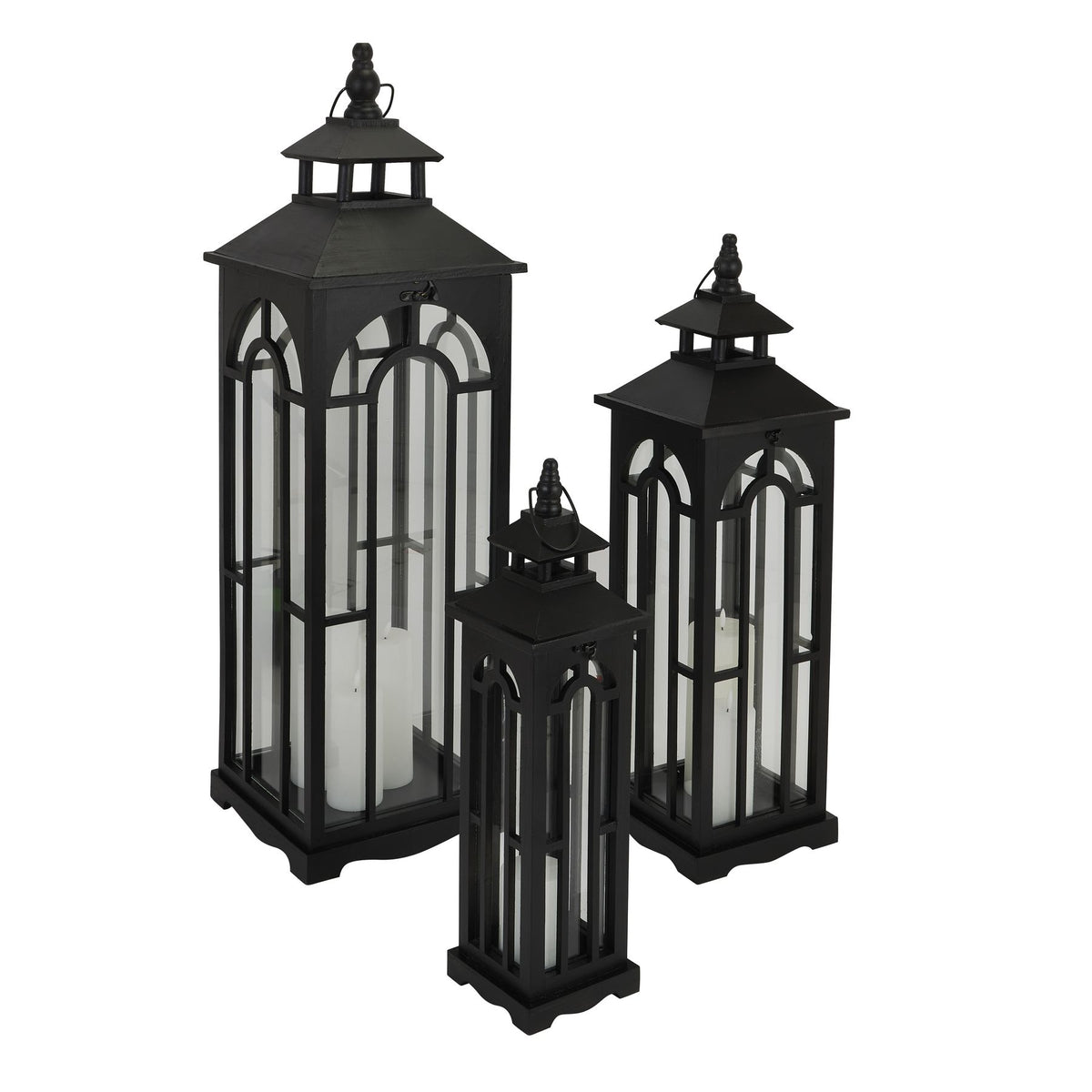 Large black store floor lanterns