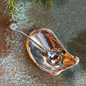 Silver Oyster Dish & Spoon