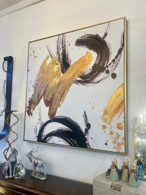 Roberta White and Gold Abstract