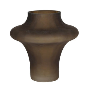 Smokey Olive Brown Sculpted Vase