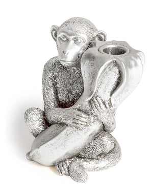 Silver Monkey Candle Holder