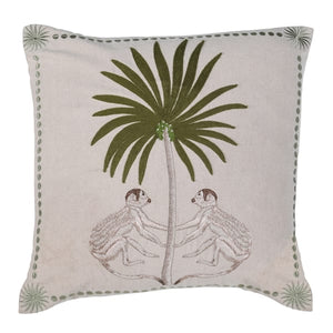 Embroidered Monkey Palm Cushion