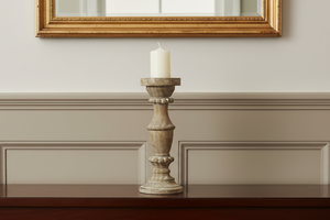 Wooden Beaded Candlestick
