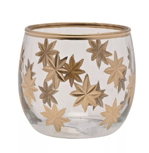 Gold Star Glass Tea Light Holder