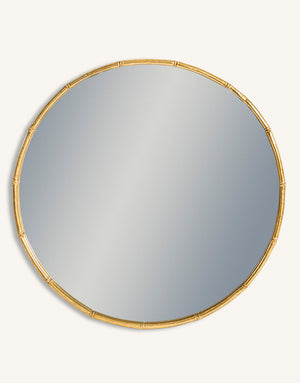 Round Bamboo Gold Edge Mirror