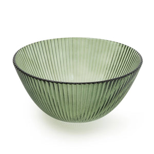 Emerald Ribbed Glass Bowl