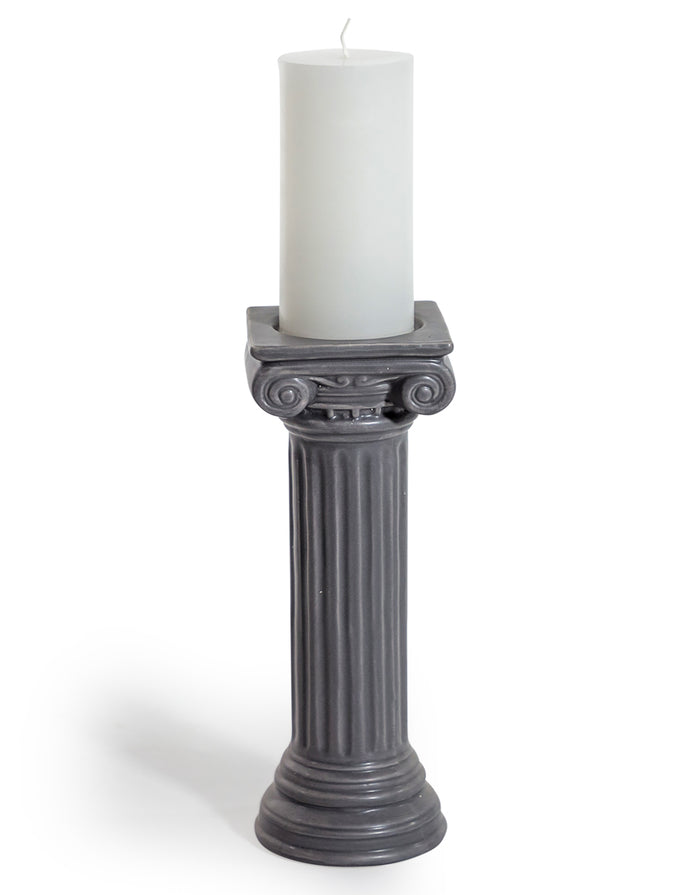 Grey Column Candle Stick - 2 Sizes