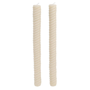 Pair of Ivory Twist Dinner Candles
