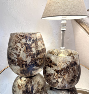 Cinnamon Marbled Candle Holder - 2 Sizes