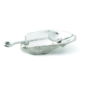 Silver Oyster Dish & Spoon