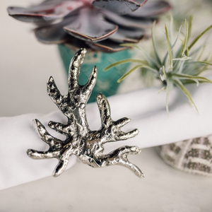 Set of Silver Coral Napkin Rings