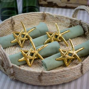 Set of Gold Starfish Napkin Rings