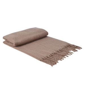 Soft Taupe Mohair Feel Throw