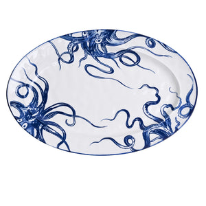 Large Blue and White Octopus Platter