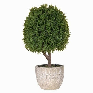 Faux Boxwood in Stone Pot