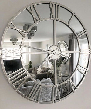 Silver Mirrored Clock