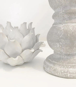 White Flower Ceramic Tealight Holder