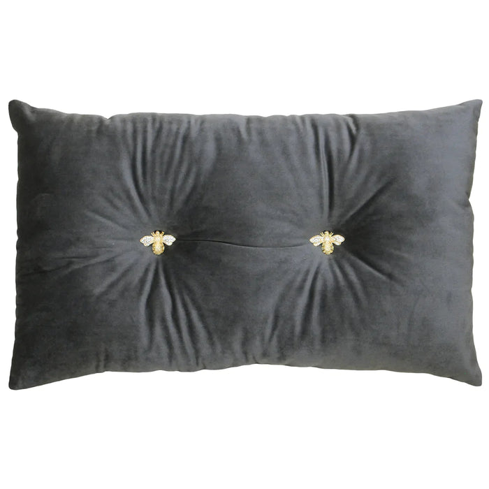 Grey Lottie Bee Jewelled Cushion