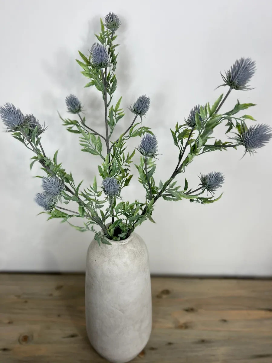 Set of 15 Dried Flowers in a Glass Bottle Dried Blue Thistle 