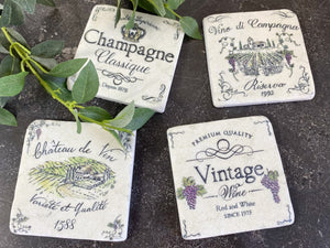 Set of 4 Vintage Wine Coasters