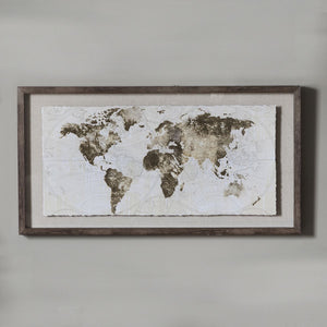 World Map with Gold Detailing