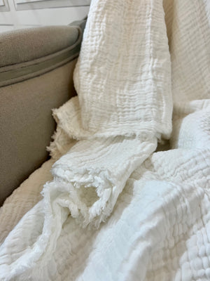 White Crinkle Throw