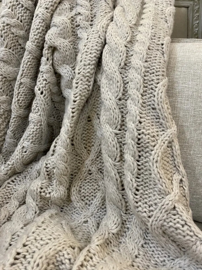 Cable knit throw blanket sale