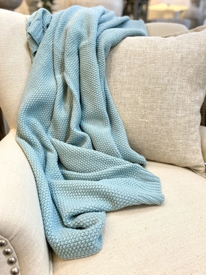 Moss Stitch Knitted Throw - 2 Colours