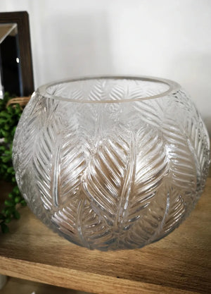 Glass Palm Globe Vase